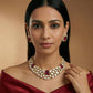 22 C GOLD PLATING Ruby Emerald-Cut Polki Regal Set