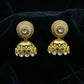 Pearl Polki Filigree Gold Jhumka Earrings