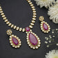22 C gold plating Purple Polki Solitaire Jewellery Set