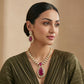 22 C gold plating Purple Polki Solitaire Jewellery Set