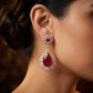 Royal Ruby Teardrop Diamond Halo Earrings