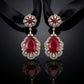 Royal Ruby Teardrop Diamond Halo Earrings