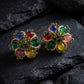 Multicolour Navratna Cabochon Floral Cluster Studs