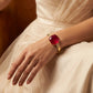 Cushion Ruby Solitaire Gold Bracelet