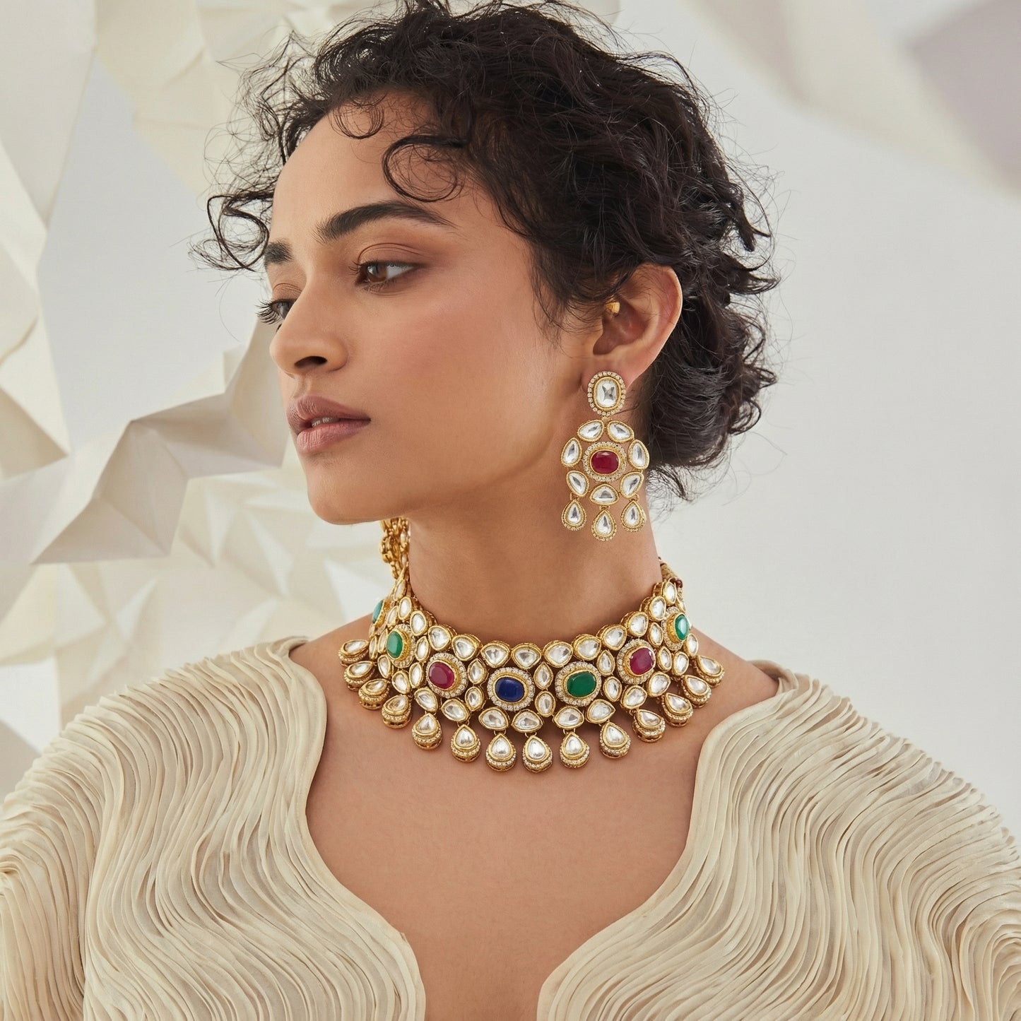 Multi-Gem Polki Cord Bridal Set