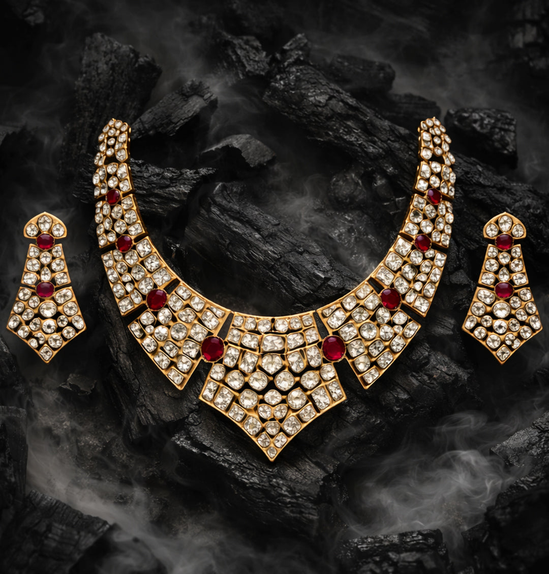 22C Original Gold Platting Zarqash Ruby Prism Bridal Set