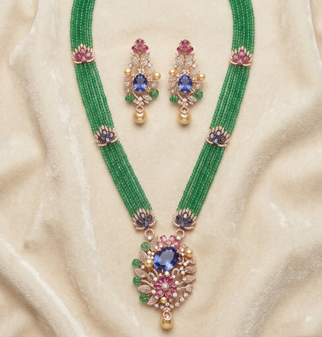 Emerald & Amethyst Multi-Strand Mala
