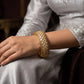 Square Polki Diamond Wide Gold Bracelet