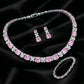Pink Cushion Diamond Floral Parure Set