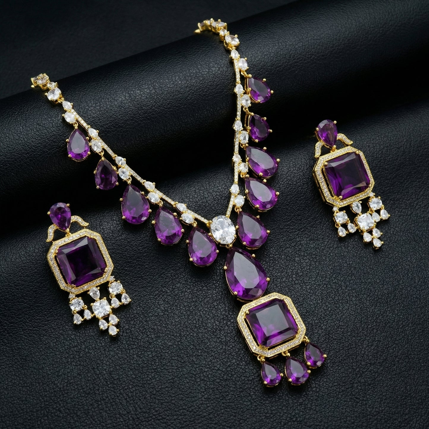 Deep Amethyst Diamond Cascade Regal Set