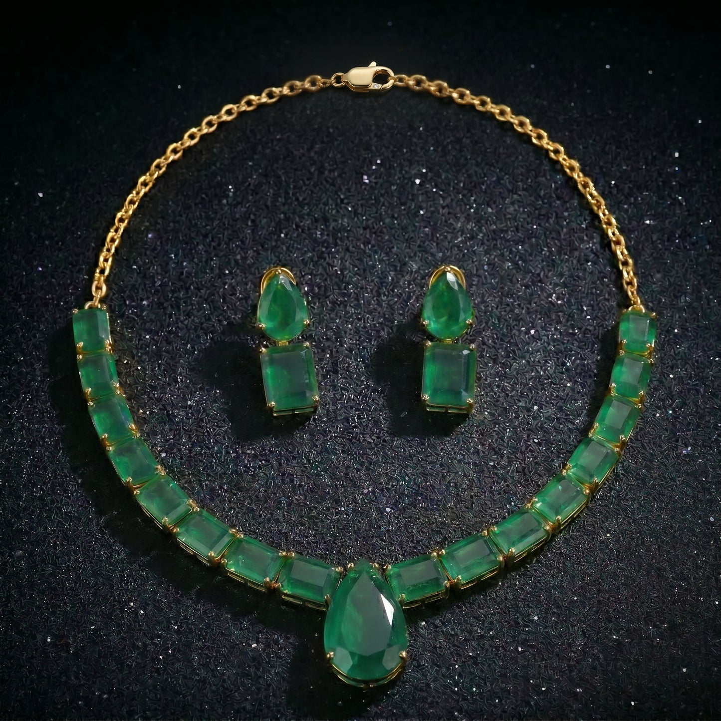 Pure Emerald Cut Tennis Solitaire Set