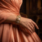 Morganite Polki Enamel Woven Gold Cuff