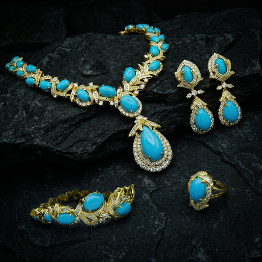 Persian Turquoise Gold Leaf Parure Collection