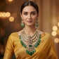 Triple Strand Emerald Ruby Polki Bridal Set
