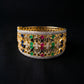 Sapphire Emerald Ruby Diamond Wide Gold Cuff