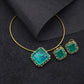 Paraiba Square Diamond Torque Solitaire Set