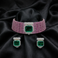 Ruby Baguette Emerald Solitaire Bridal Set