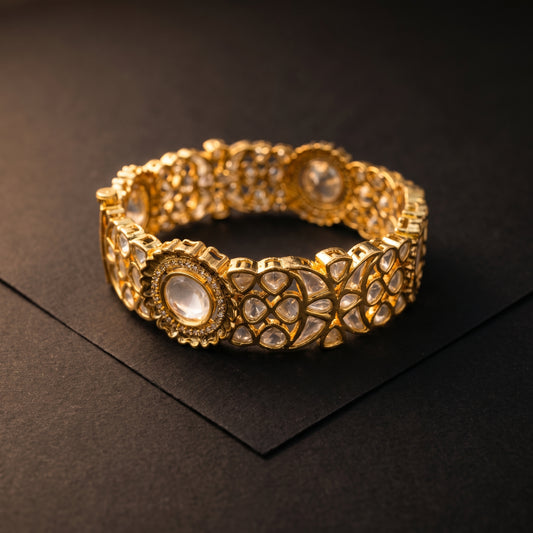 Polki Diamond Floral Gold Bracelet
