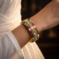 Navratna Polki Diamond Wide Gold Bracelet