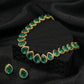 Emerald Teardrop Diamond Halo Choker Gold Set