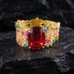 Ruby Solitaire Multi-Gem Floral Bracelet