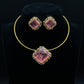 Pink Tourmaline Diamond Scatter Gold Torque Set