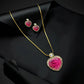 Ruby Heart Baguette Diamond Gold Chain Set