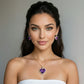 Amethyst Heart Baguette Diamond Gold Chain Set