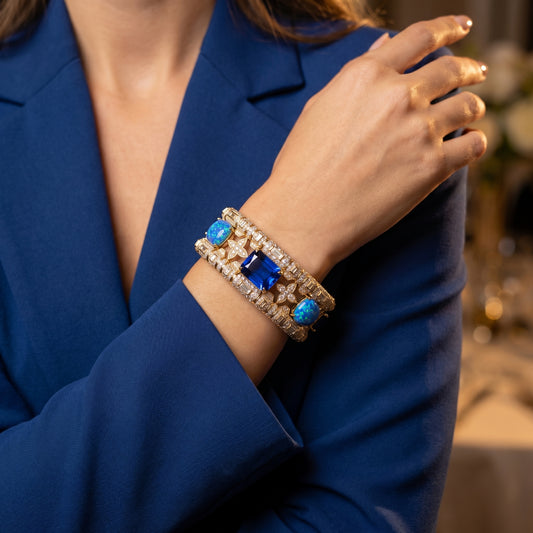 Sapphire Opal Diamond Gold Bracelet