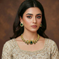 Emerald Peacock Antique Gold String Choker Set