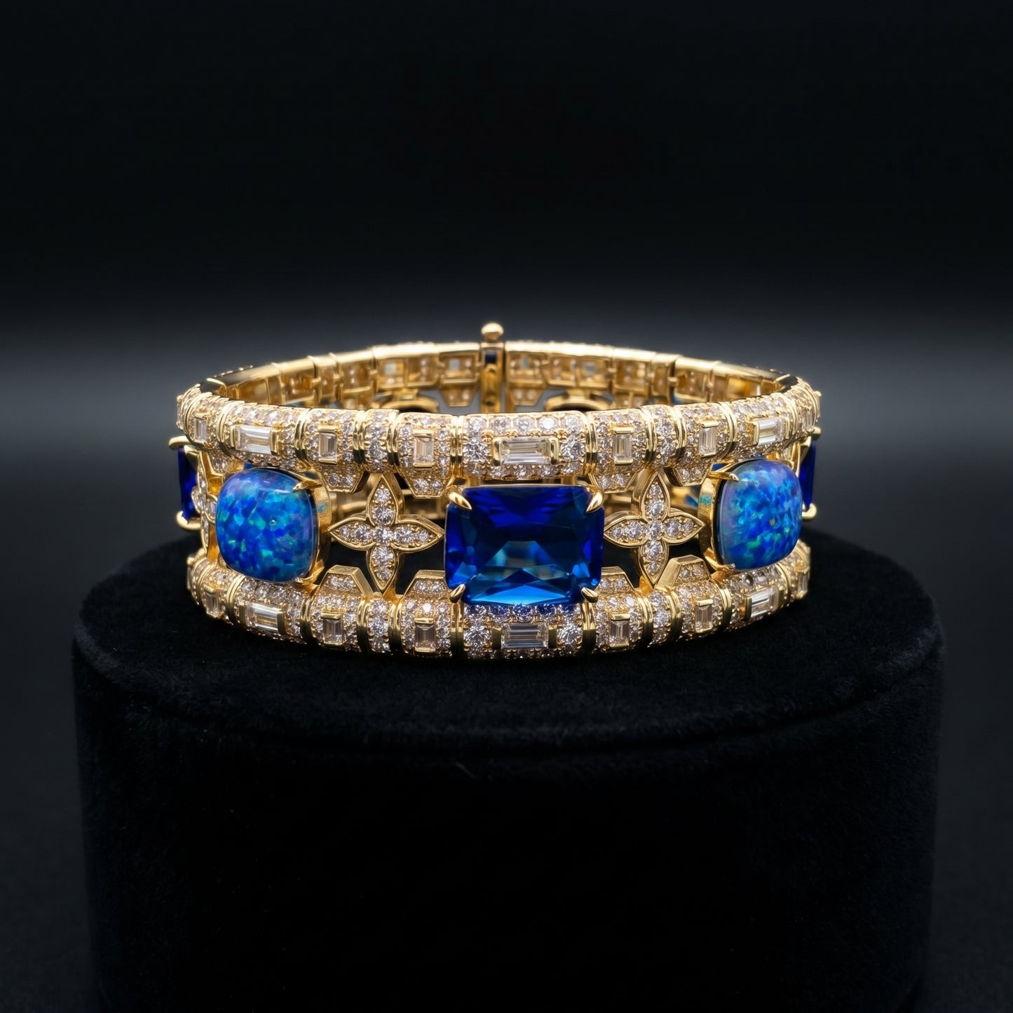 Sapphire Opal Diamond Gold Bracelet