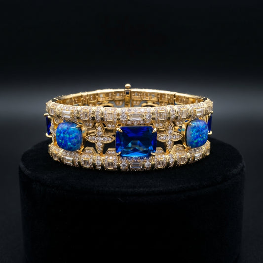 Sapphire Opal Diamond Gold Bracelet