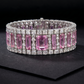 Pink Sapphire Diamond Wide Silver Bracelet