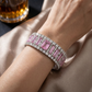Pink Sapphire Diamond Wide Silver Bracelet