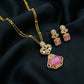 Ruby Rose Quartz Double Chain Pendant Set
