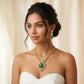 Emerald Shield Polki Gold Necklace Set