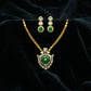 Emerald Shield Polki Gold Necklace Set