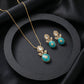 Turquoise Enamel Polki Gold Pendant Set