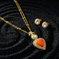 Coral Heart Polki Diamond Gold Set