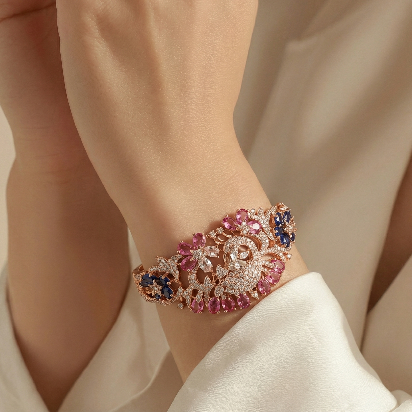 Zarqash Floral Bloom Statement Bracelet
