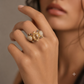 Regal Bloom Crystal Statement Ring