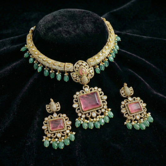 Pink Tourmaline Emerald Bead Regal Set