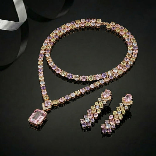 Pastel Rainbow Morganite Rose Gold Jewellery Set