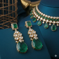 22 C GOLD PLATING Emerald Noor Royal Drop Necklace & Earrings Set