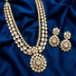22 C GOLD PLATING Triple-Layered Polki Long Necklace