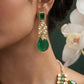 22 C GOLD PLATING Emerald Noor Royal Drop Necklace & Earrings Set