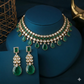 22 C GOLD PLATING Emerald Noor Royal Drop Necklace & Earrings Set