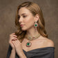 Emerald Ruby Polki Diamond Gold Necklace Set