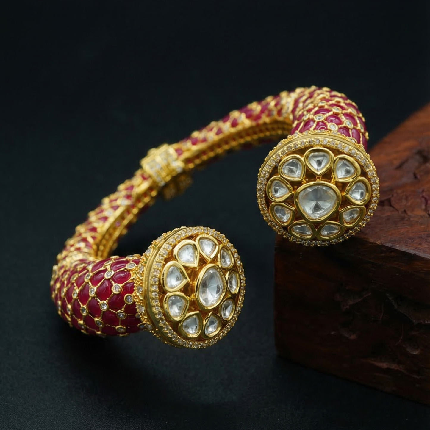 Zarqash Ruby Lattice Polki Heritage Bracelet
