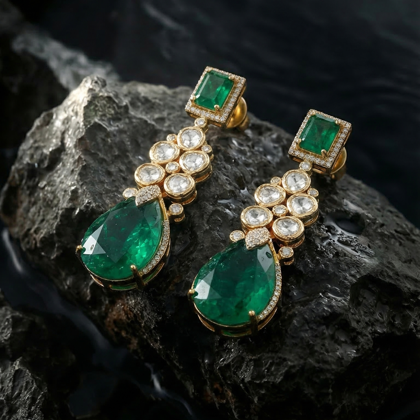 Emerald Cascade Drop Earrings